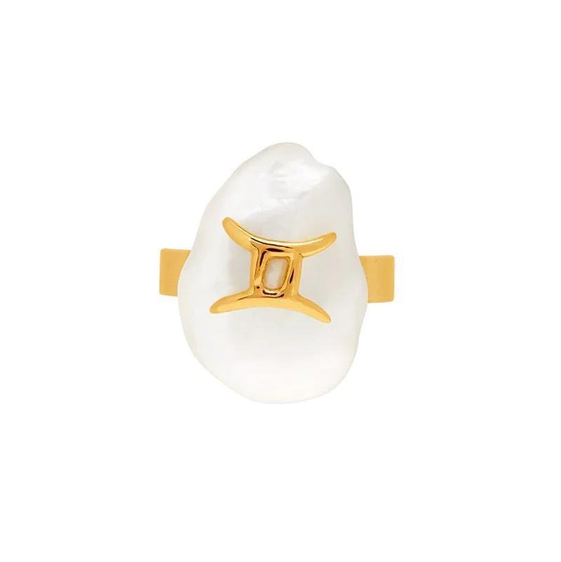 Zodiac Sign Pearl Adjustable Ring