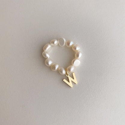 [] Pearl Initial Ring