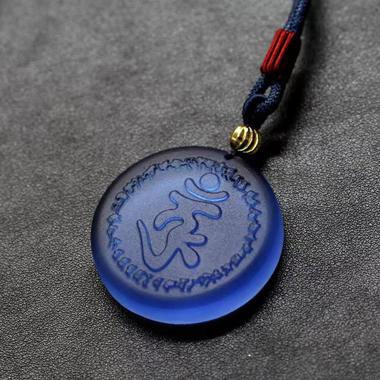 Liuli Crystal Necklace With Shurangama Mantra Pendant