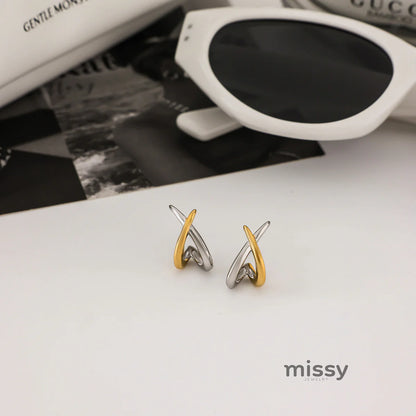 Adalae Two-tone Geometric Earrings