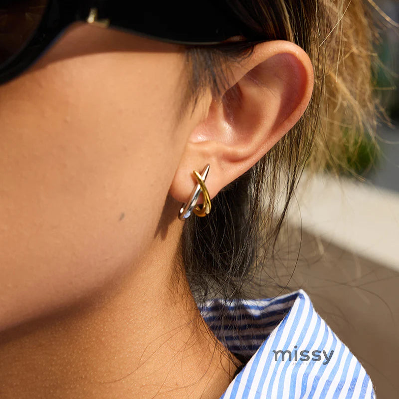 Adalae Two-tone Geometric Earrings