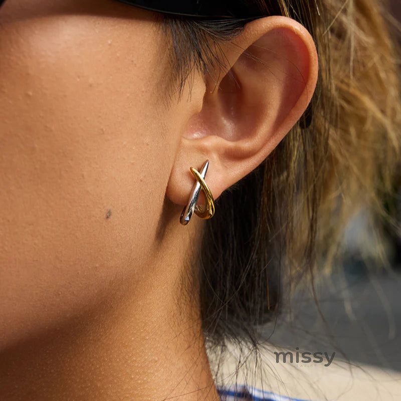 Adalae Two-tone Geometric Earrings