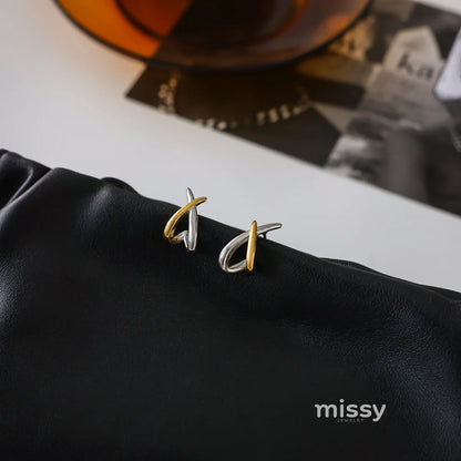 Adalae Two-tone Geometric Earrings