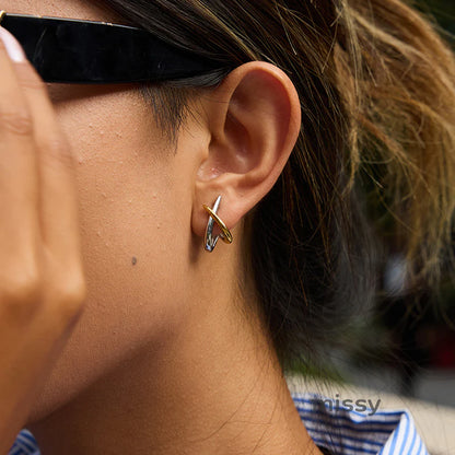 Adalae Two-tone Geometric Earrings