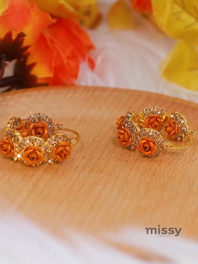 Austyn Brown Rose Hoop Earrings