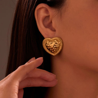 Bria Hammered Heart Stud Earrings