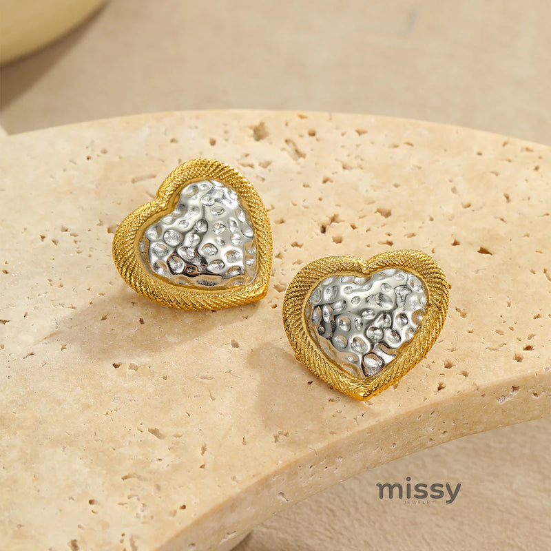Bria Hammered Heart Stud Earrings
