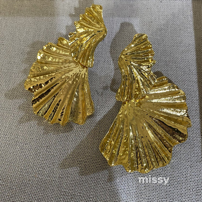 Khloe Gilded Leaf Statement Earrings