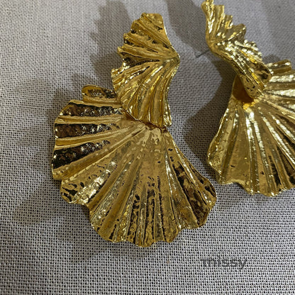 Khloe Gilded Leaf Statement Earrings