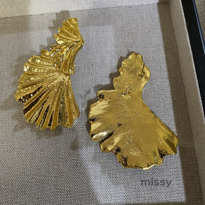 Khloe Gilded Leaf Statement Earrings