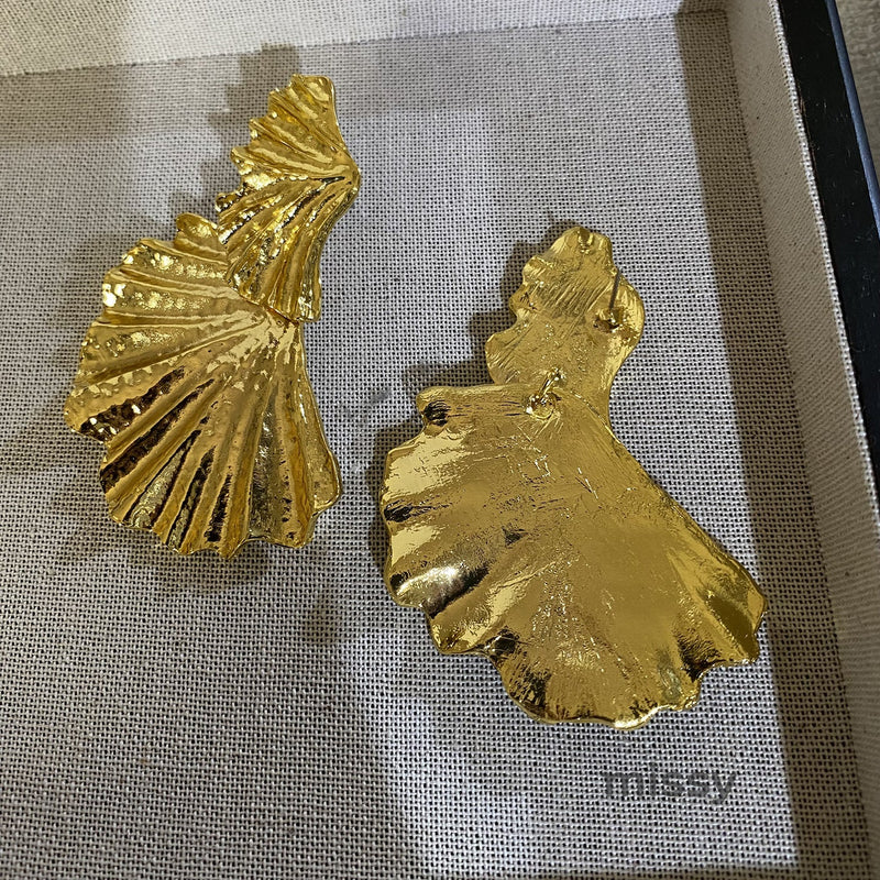 Khloe Gilded Leaf Statement Earrings