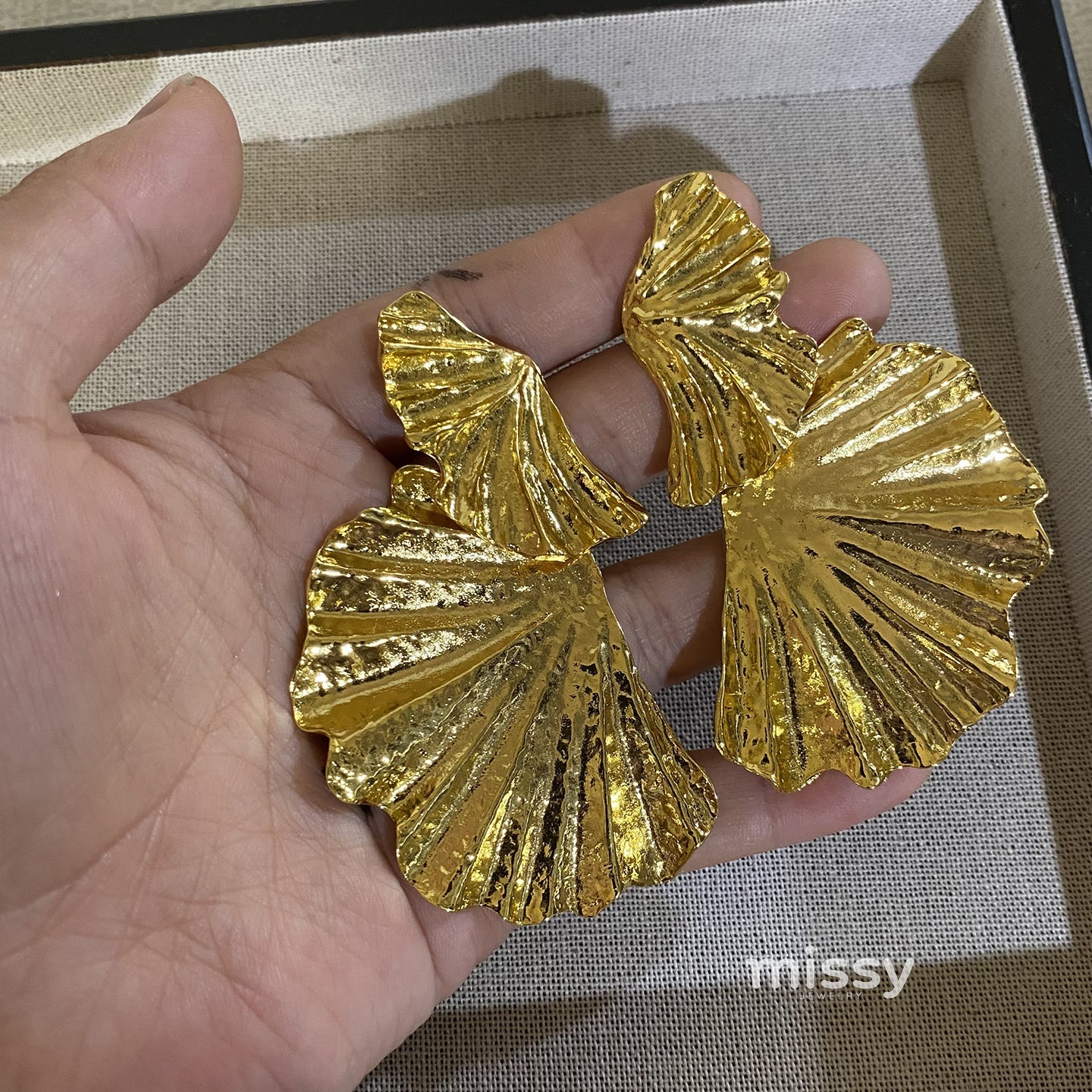 Khloe Gilded Leaf Statement Earrings