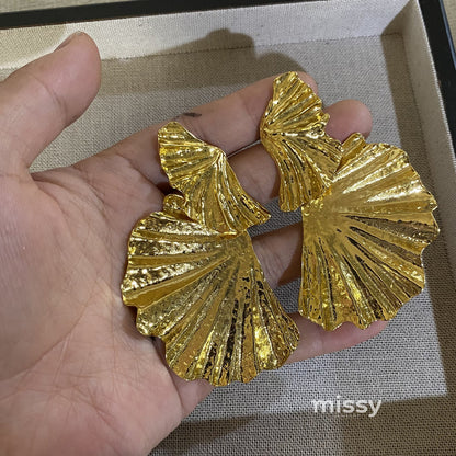 Khloe Gilded Leaf Statement Earrings
