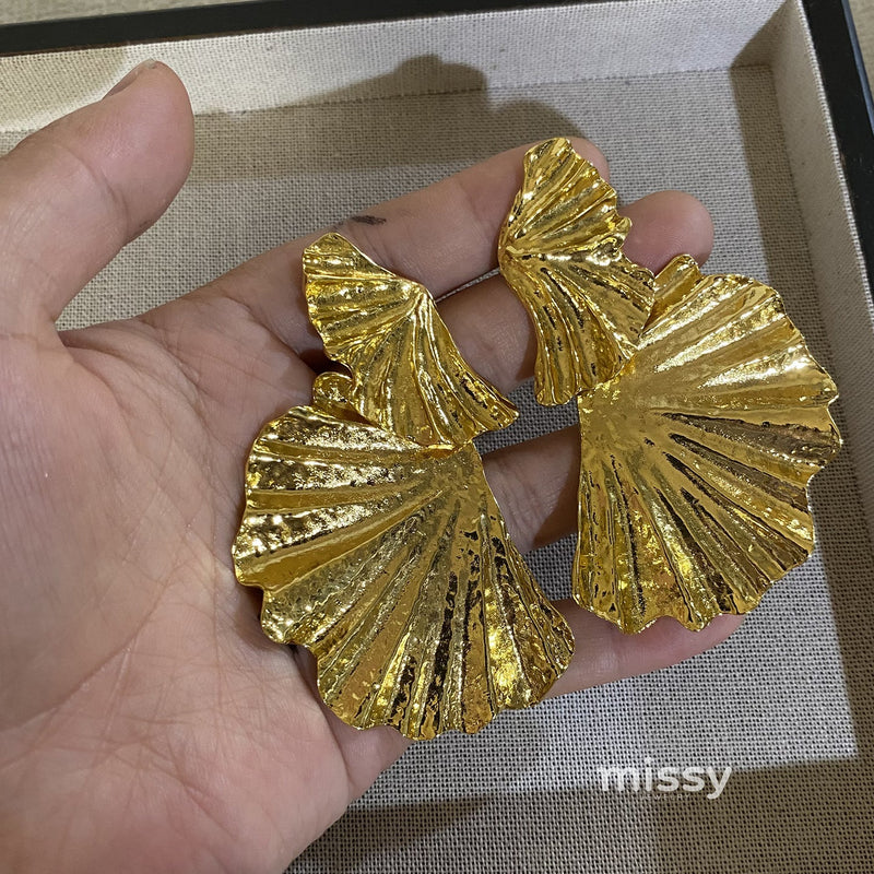 Khloe Gilded Leaf Statement Earrings