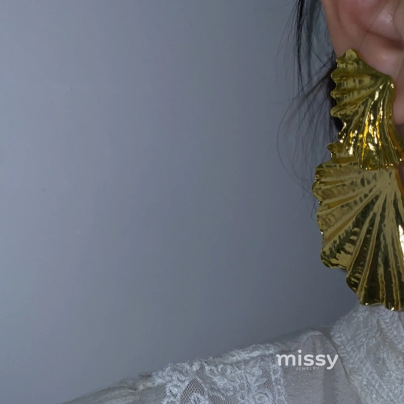 Khloe Gilded Leaf Statement Earrings
