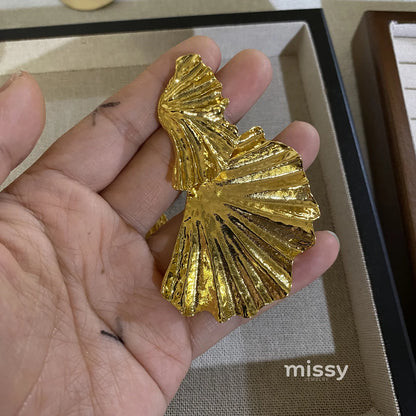 Khloe Gilded Leaf Statement Earrings