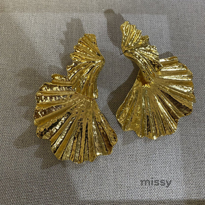 Khloe Gilded Leaf Statement Earrings