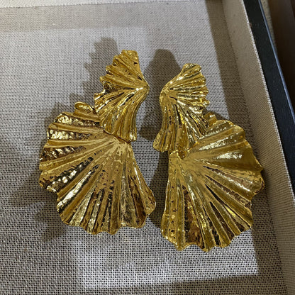 Khloe Gilded Leaf Statement Earrings