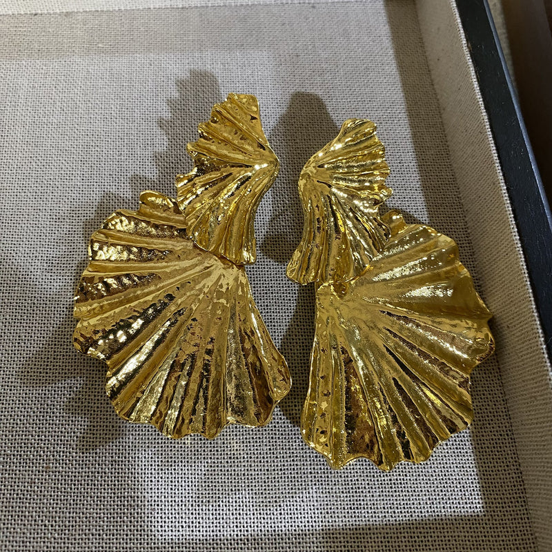 Khloe Gilded Leaf Statement Earrings