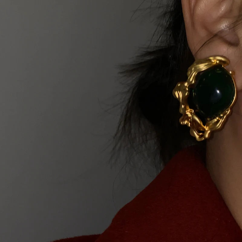 Lacey Emerald Green Stud Earrings