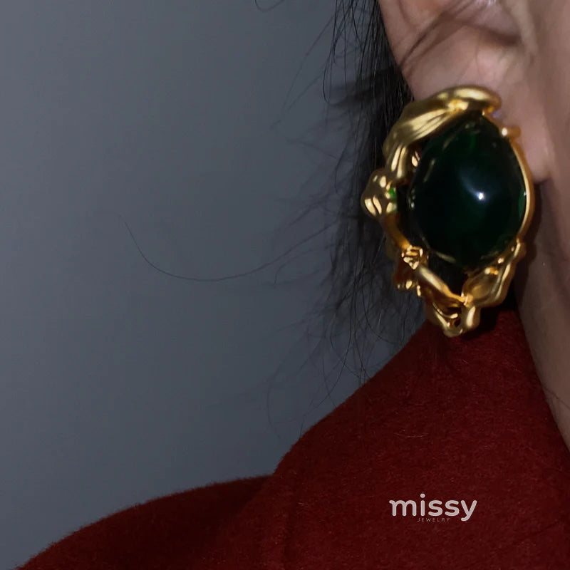 Lacey Emerald Green Stud Earrings