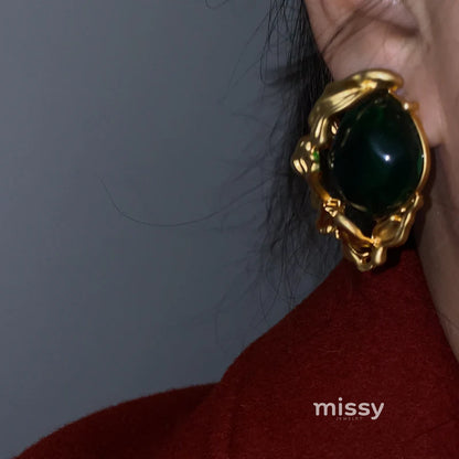Lacey Emerald Green Stud Earrings