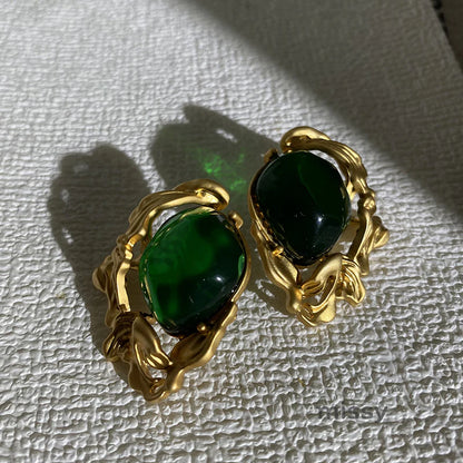 Lacey Emerald Green Stud Earrings