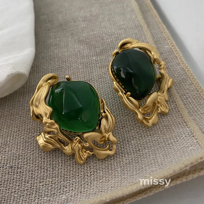 Lacey Emerald Green Stud Earrings