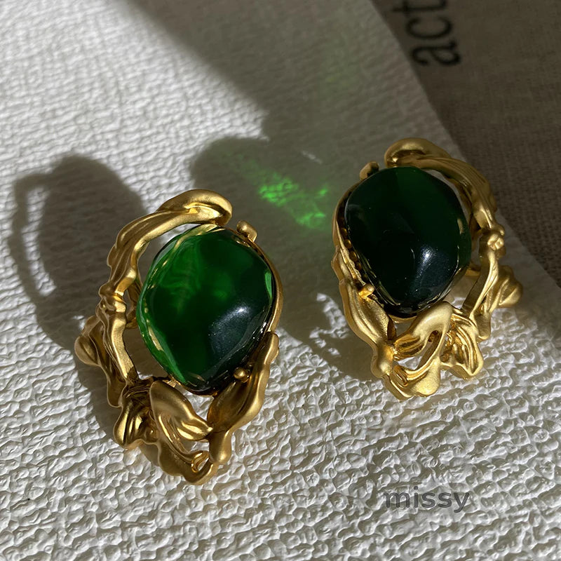 Lacey Emerald Green Stud Earrings