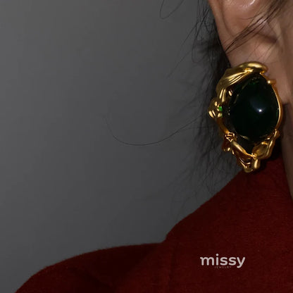 Lacey Emerald Green Stud Earrings