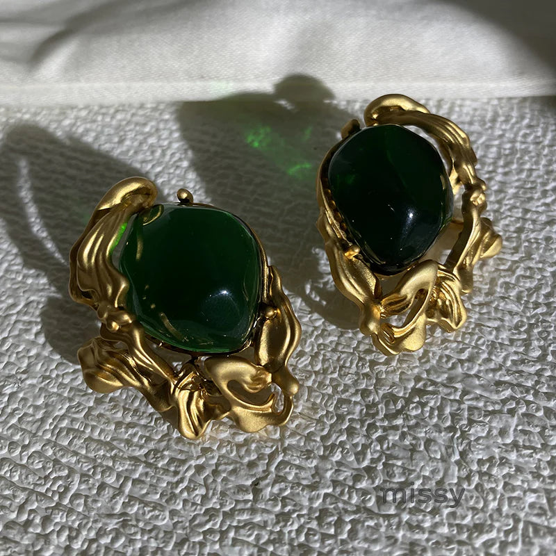 Lacey Emerald Green Stud Earrings