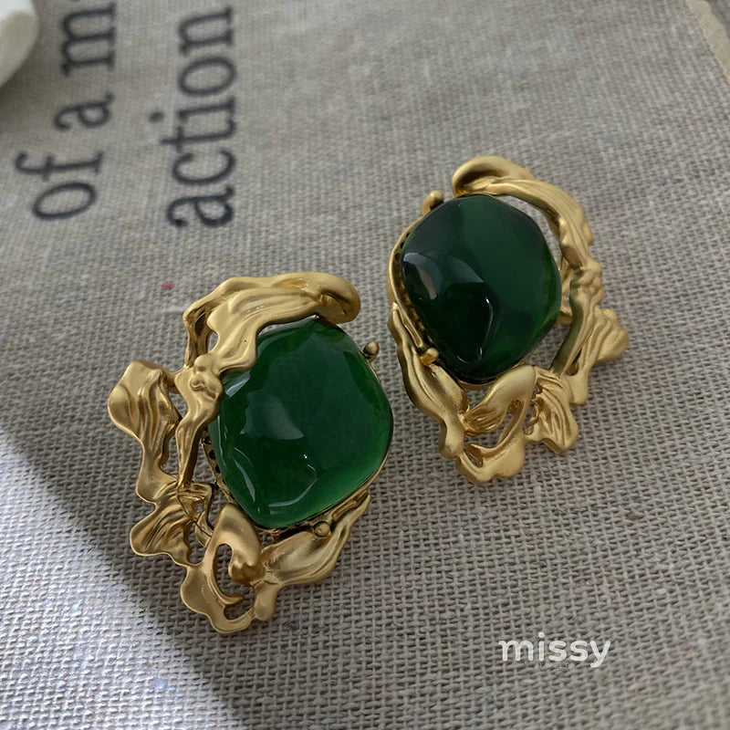 Lacey Emerald Green Stud Earrings