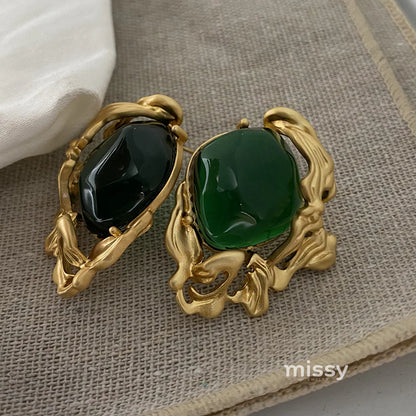 Lacey Emerald Green Stud Earrings