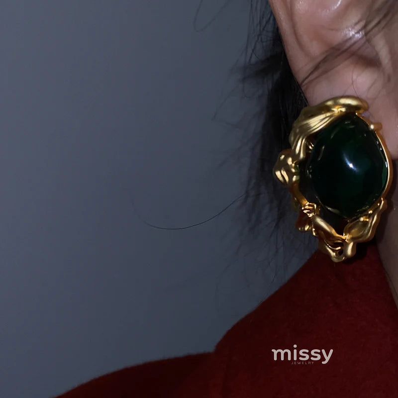 Lacey Emerald Green Stud Earrings