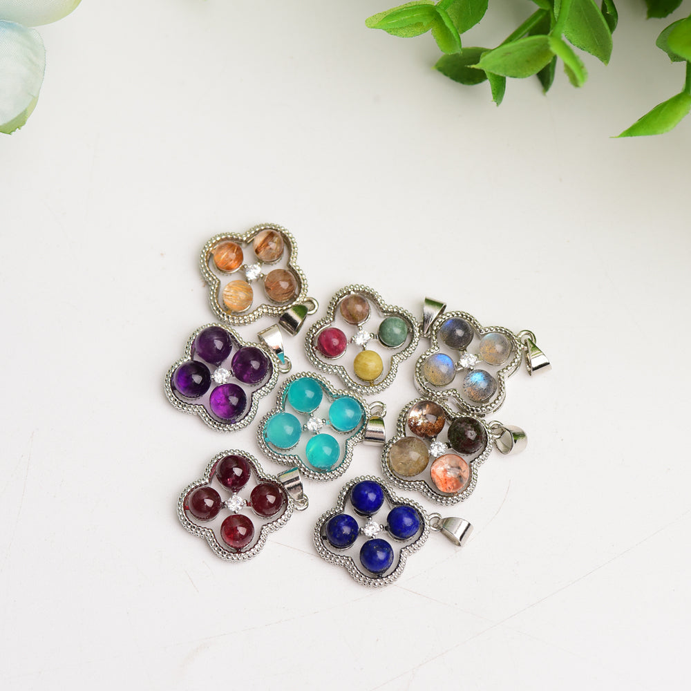 Mixed Crystal Flower Pendant 15mm Spiritual Necklace
