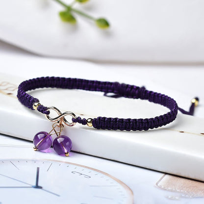 Natural Strawberry Quartz Amethyst Green Phantom Bracelet for Positive Energy