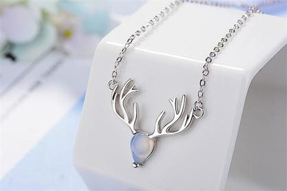 Elk Moonstone Sterling Silver Necklace