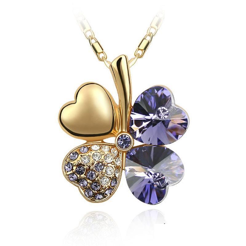 Four Leaves Clover Heart Necklace