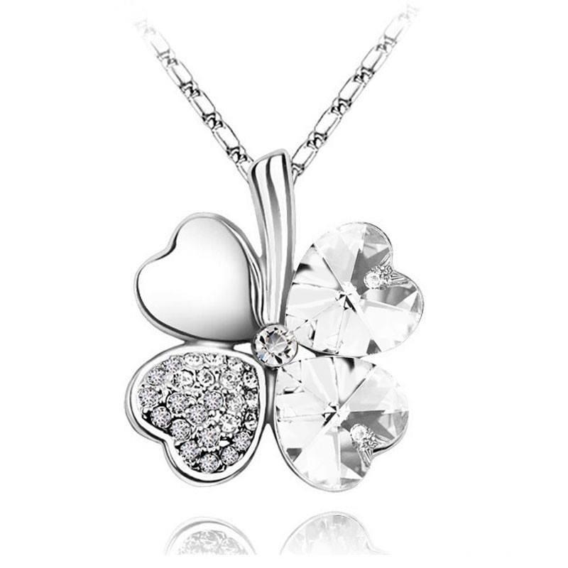 Four Leaves Clover Heart Necklace