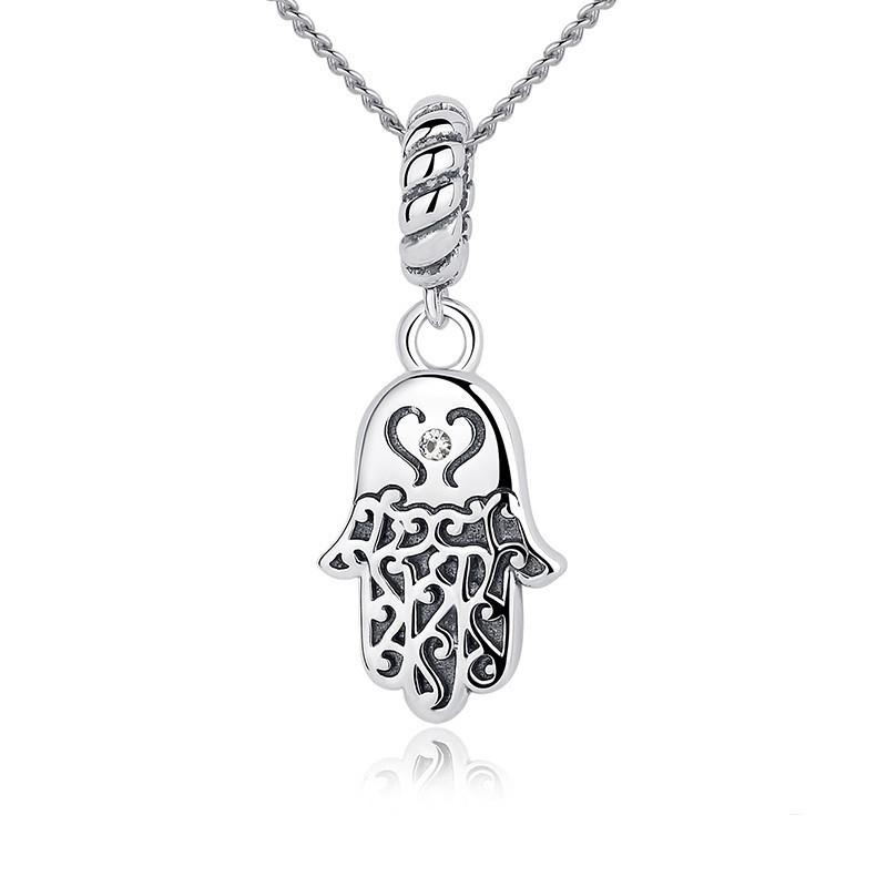 Lucky Hamsa Hand Silver Necklace