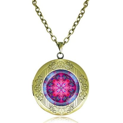 Mandala Glass Dome Choker Locket Necklace