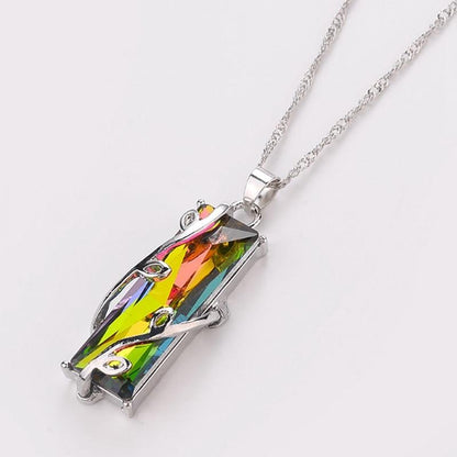 Rainbow Glass Leaves Necklace
