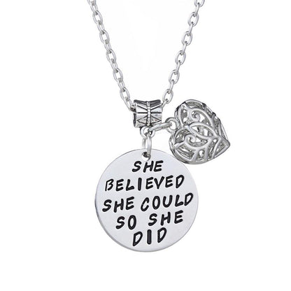 She Believed Inspirational Necklace