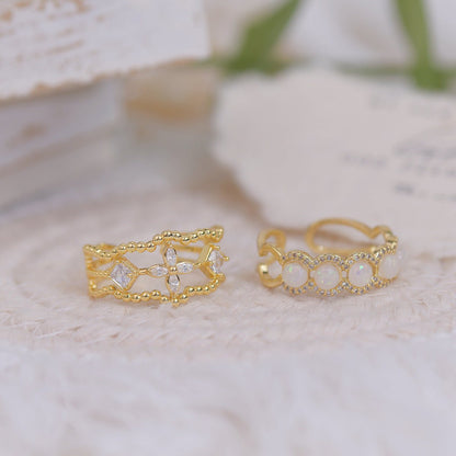 [] Opal Blossom Ring Set