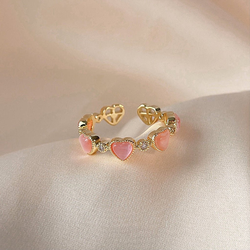 [sample ] Peach Opal Heart Ring