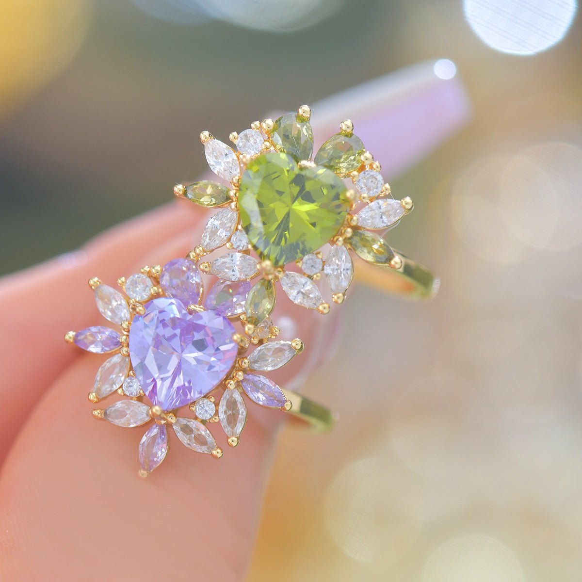 Peridot Fleur Heart Ring