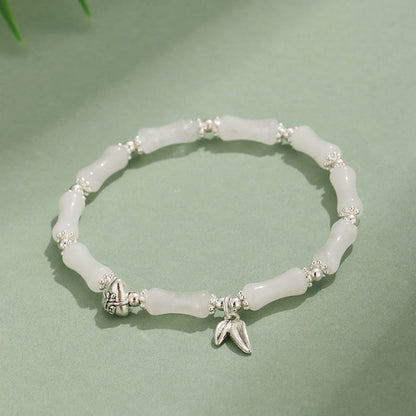 Peridot White Jade Bamboo Fu Symbolic Luck Bracelet