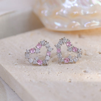 [] Kenna Pink Heart Stud Earrings