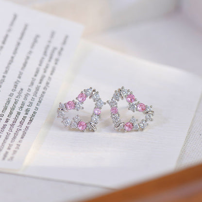 [] Kenna Pink Heart Stud Earrings