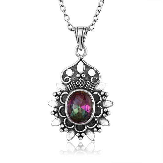 Mystic Rainbow Flower Necklace